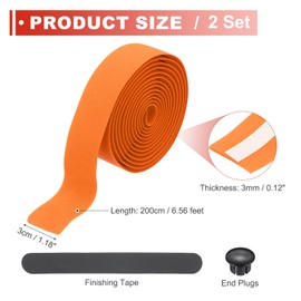 PATIKIL Bike Handlebar Tape, 2 Rolls 6.6 Feet Bike Grip Tape EVA Foam Cycling Handle Wraps Comfortable Non-Slip Shock Bicycle Wrap with End Plugs for Road Bike, Orange