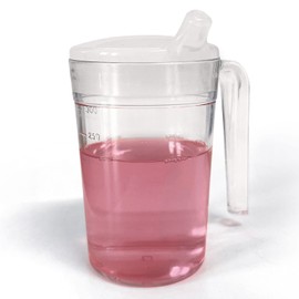 Shatterproof Tumbler with Sippy Lid Adult Drinking Aid Cup Small Pour Drink Lid Hand Trembling Arthritis Weak Grip Strong Durability