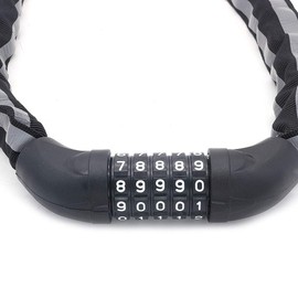 NUZAMAS Combination Bicycle Chain Lock, Cable Locks High Security 5 Digit Resettable Combination Bike, Scooter, Grills Lock with Reflective Chain Cover