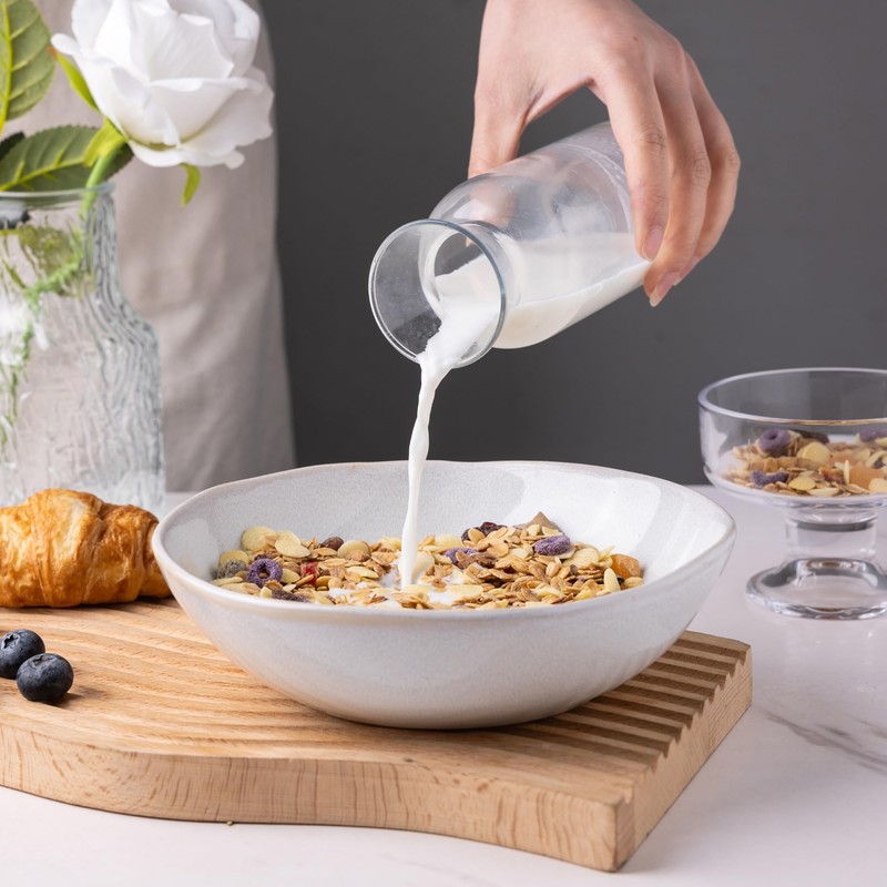 AmorArc Ceramic Cereal Bowls Set of 6, 24 oz Handmade