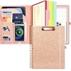 KLLVE Foldable Spiral Clipboard Folio with Storage Zipper Pouch, 5