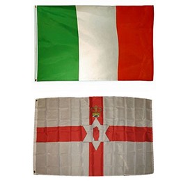 AES 3x5 3'x5' Wholesale Combo Irish Ireland & Northern Ireland 2 Flags Flag Banner Brass Grommets House Banner Brass Grommets Fade Resistant Double Stitched Premium Quality