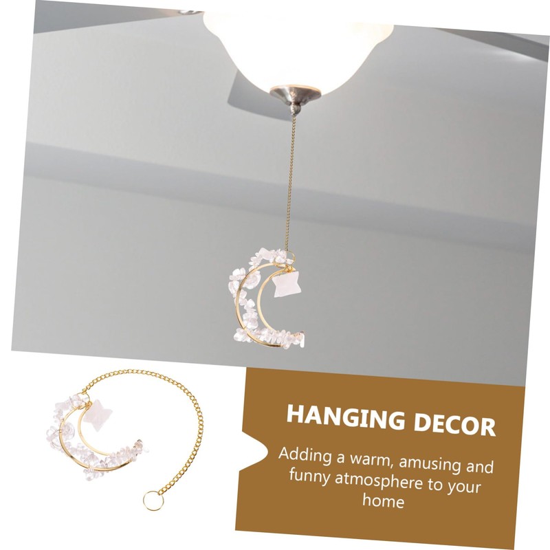 KONTONTY Unique Crystal Window Moon Pendant Decorative Hanging for Living