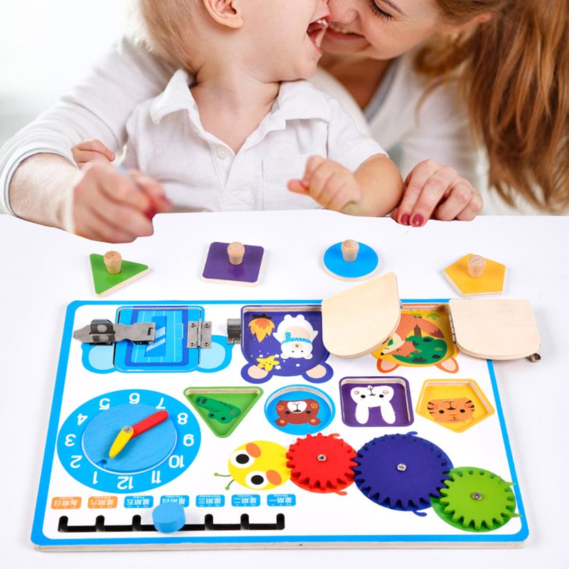 Sensory Board Alarm Clock Educational Wooden Sensory Activity Board Autism