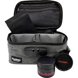 Kashmir Large Smell Proof Case, Water-Resistant and Portable 9.5 x 4.5 x 5.5 inches Bag with Grinder and UV Jar Accessories - Grey