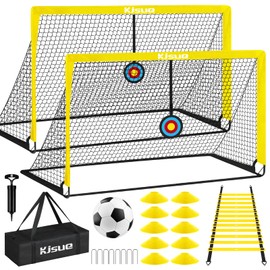 Kids Soccer Goal, Soccer Goals for Backyard Set of 2, 5x3.6ft Portable Soccer Goal Pop Up Soccer Net, Soccer Nets Training Equipment with Soccer Targets for Kids Age 3-5 6-8 8-12 10-12 Games