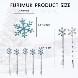 12 Pcs Snowflake Hair Clip for Women Christmas Hair Accessories Blue White Crystals Bobby Hair Pins Snowflake Rhinestone Bridal Wedding Winter Hairpins