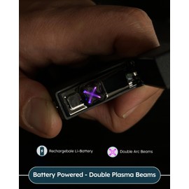 Lighter - Electric Lighter Windproof Double ARC Plasma Lighter USB Rechargeable with Battery Indicator - S2000 (Silver.2000)