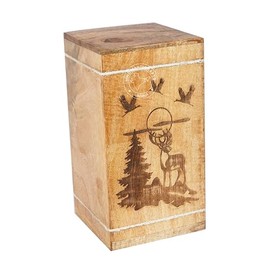 HIND HANDICRAFTS Handcrafted Floral Engraved Wooden Urns for Human Ashes Adult Large - Cremation Urn for Ashes - Burial Urn for Columbarium - Funeral Urn Box (Buck Deer 3, 250 LB - Hardwood)