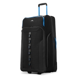 High Sierra Hi-Life 31-Inch Large Wheeled Duffle - Features Smooth Rolling Wheels, WetPak Pockets, Stack-It Strap, Adjustable Handle, Fleece Pocket, Padded Laptop Sleeve, Expandable - Blue/Black