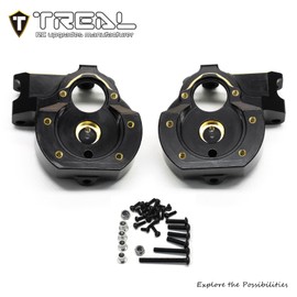 TREAL Brass Front Steering Knuckles CNC Billet Machined Inner Portal Covers Heavy Weight 78g/pc Upgrades for Redcat 1/10 Ascent Fusion Ascent GEN9(Black)