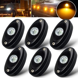 GCD 6 Pods Amber LED Rock Light Kit LED Neon Lights for Jeep TJ JK UTV ATV SUV RV Off Road Ranger Camper Boat Underglow Lamp Truck Trail Fender Bed Lighting Under Body Light Footwell Waterproof