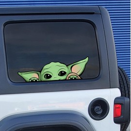 eQUIP Me Peeking Baby Yoda Vinyl Decal Sticker (Pack of 2) for Cars Trucks Vans SUVs Walls Windows Laptop Cups Long Lasting Waterproof 5" x 2.5" Sticker x 2