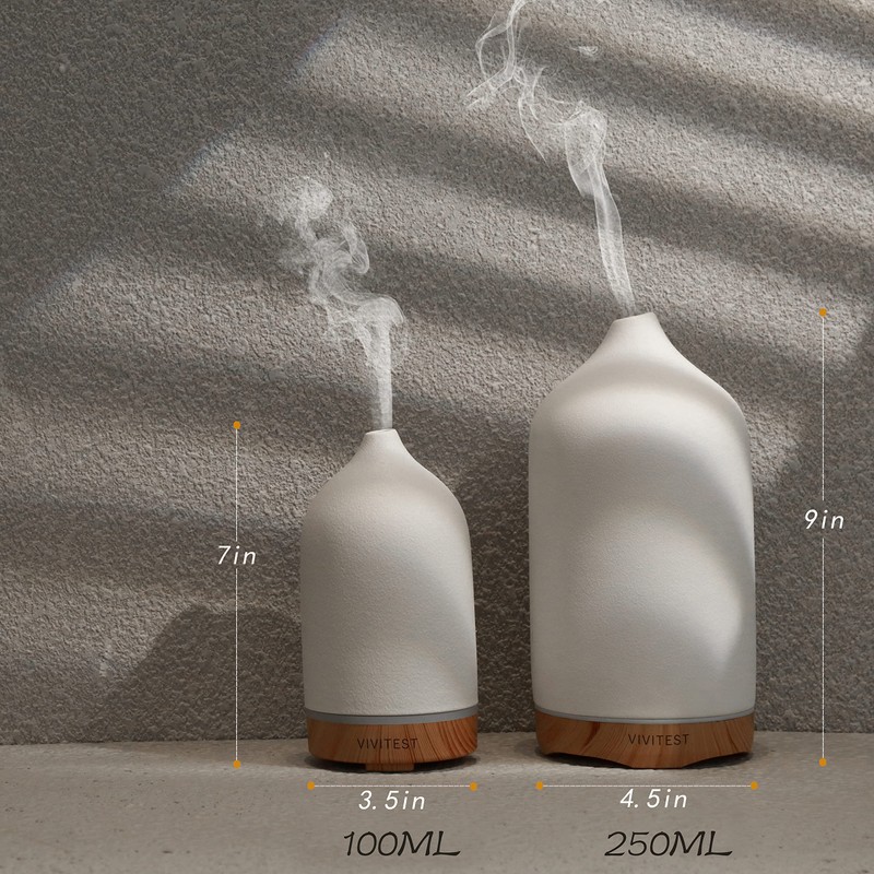 VIVITEST 200ML Ceramic Essential Oil Diffuser,Stone Essential Oil Diffuser,Ultrasonic Aromatherapy