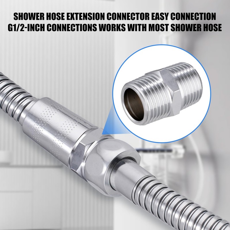 Shower Hose Extension Connector, Male NPT 1/2x Male NPT 1/2