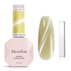 MelodySusie Jeweliver Cat Eye Gel Nail Polish, 0.5 Fl Oz Brown Glitter Holographic Magnetic Nail Polish with Magnet, UV Gel for Nail Art Manicure - Color: Honey Brown C6692