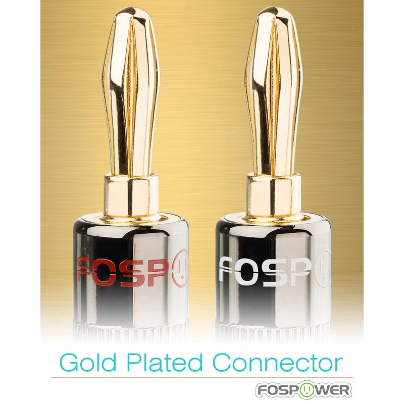 FosPower Banana Plug Connectors [Screw-in / 24k Gold Plated /