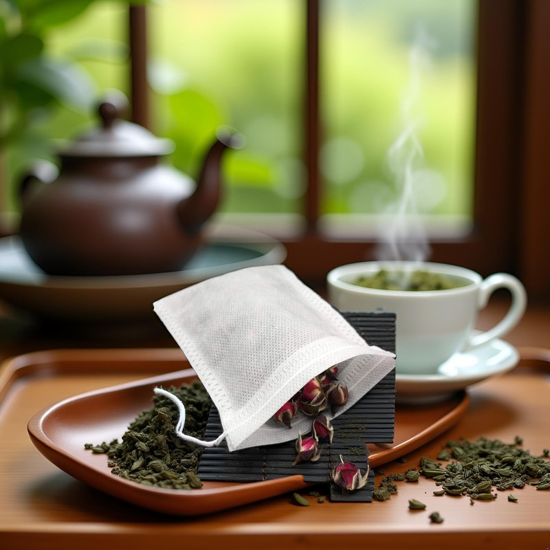 100 Pcs Disposable Tea Filter Bags Empty Cotton Drawstring Seal