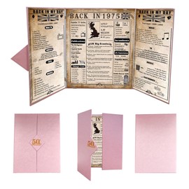 back in 1975 UK Poster 50th Birthday Gifts for Women, Happy 50th Birthday Decoration Supplies for Her 50 Years Old Mum Aunt Friends, Folded,Pink