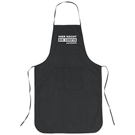 Geschenke mit Namen Chef's Apron with German Text "Hier kocht die Chef" [German Language] Black Cotton One Size