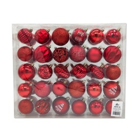Plastic Christmas Baubles Set of 60 Diameter 6 cm and Diameter 7 cm Red Decorative Baubles Christmas Tree Decorations