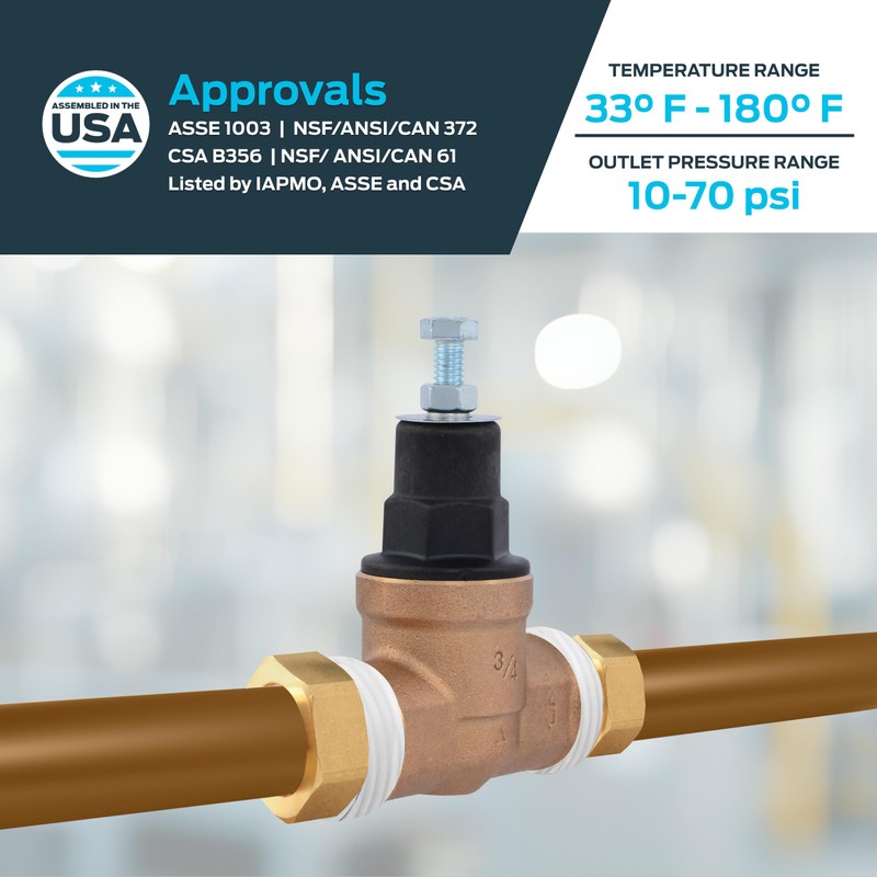 Cash Acme EB45 Pressure Regulating Valve, 3/4 Inch NPT Threaded,