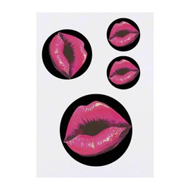 4 x 'Pinkish Punk Lips' Temporary Tattoos - Water Resistant, Skin-Safe, Non-Toxic Transfers, Mixed Sizes (TO00082644)