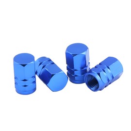JacobsParts Tire Valve Stem Caps, 4 pcs/Pack, Anodized Aluminum Corrosion Resistant Universal Tire Valve Cap Set for Cars, SUVs, Bikes, Trucks and Motorcycles, Blue