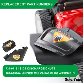 SevnYoko 731-07131 & 987-02516A Lawn Mower Side Discharge Chute & Hinged Mulch Plug Assembly - Compatible with MTD, Craftsman, Troy Bilt 21" Deck Push Mowers - Fits TB110, TB130, TB200, TB230