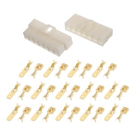 A ABSOPRO 14 Pin Car Electrical Wire Connector Plug Kits Waterproof 6.3 Series Male Female Cable Terminal Housing Plastic Copper Beige