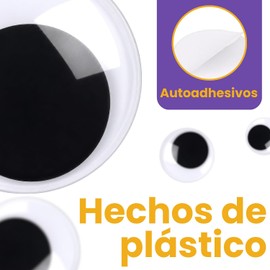 Timotech Set 500 Piezas Ojos Movibles Autoadhesivos, Kit de Ojos Saltones de 5 Tamaños Diferentes (6mm a 12mm) para Manualidades, Tareas Escolares y Decoración de Personajes y Títeres
