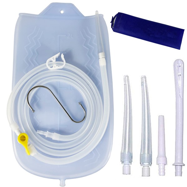 Smokitcen Colon Cleanse Enema Bag Kit with 5.2ft Silicone Hose,