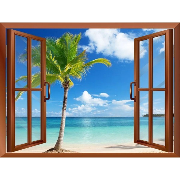 Wall26 - Scenery Palm Tree and Clear Sea View from