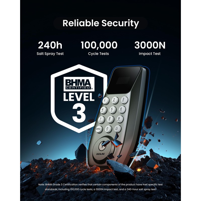 DESLOC C100 Keyless Entry Door Lock with Display, Keypad Deadbolt