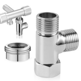 3 Way T Shape Shower Adapter, Brass Shower Diverter Valve G1/2" Hose Connectors Plumbing Valves Anti Rust Water Diverter for Toilet Handheld Bidet (Silver)