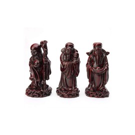 lachineuse - 3 Figuren Götter Fuk – Figuren Fuk, LUK und Sau – Farbe Rot – 11,5 cm Höhe – chinesische Deko – Dekoration Feng Shui für Haus, Büro, Innen – Geschenkidee China