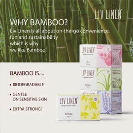 Liv Linen - Bamboo Deodorant Wipes - 30 count - Individually Packaged - Aromatherapy Scent (Lavender)