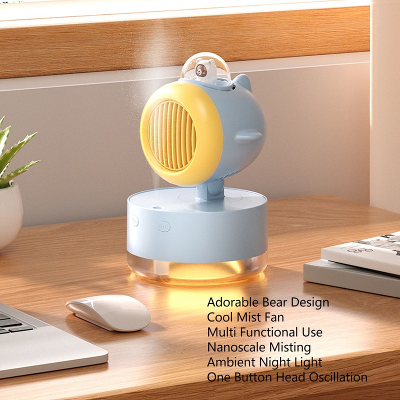 Mini Bear Cooling Fan USB Charging Misting Desktop Fan Table