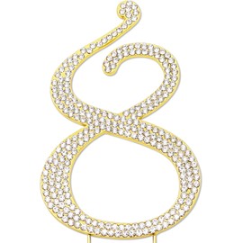 Decoración para tarta con números brillantes y números dorados, para cumpleaños, boda, aniversario de boda