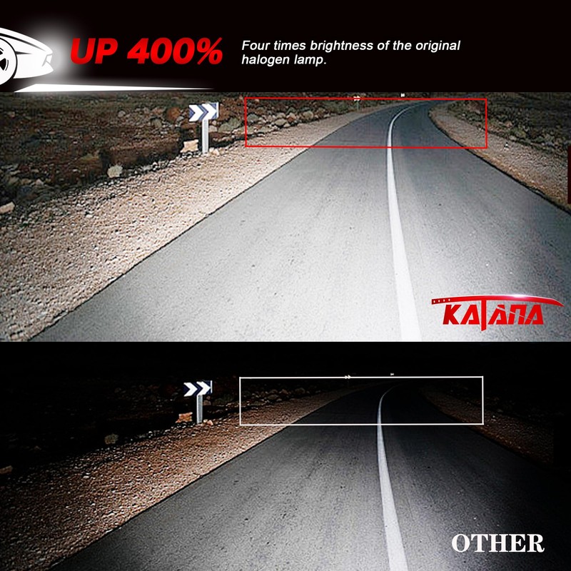 Katana H4 Bulbs, 9003 Light Bulb 400% Brightness 6500K Xenon