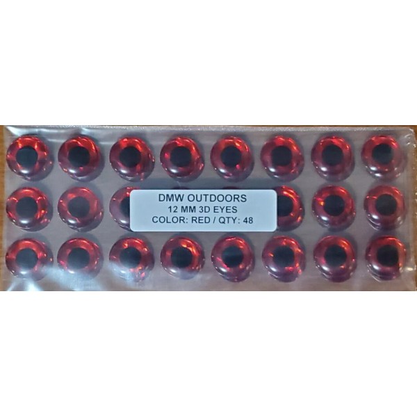 Unbranded 48pcs, Soft Holographic RED 3d adhesive fish eyes  12mm,