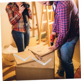 DOITOOL 5pcs L-Shaped Gusset with Groove Corner Clamp Pergola Brackets Gate Latch Door Stoppers Pipe Clamp Wall Corner Mounting Bracket Knob Railing L Bracket Silver Stainless Steel