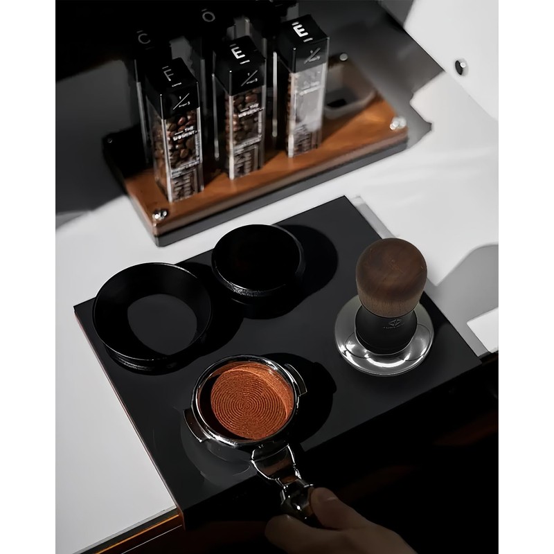 JUELICH 53mm Espresso Tamper with Wooden Handle – Spring-Loaded Coffee