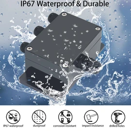 Otdorpatio Project BoxI P67 Outdoor Waterproof box Electronic Junction Box with 15A 600V 12P Barrier Terminal 3IN/3Out Electrical Boxes 6.2x3.5x2.4 inch