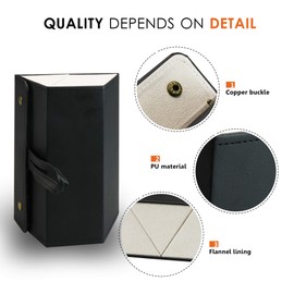 3-slot Travel Sunglasses Organizer Collector, PU Eyeglasses Case - Portable Glasses organizer for Roll Up eyeglasses Storage & Display