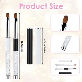 Grevosea 2 Pcs Gel Nail Brush,Nail Art Brushes Nail Art Clean Up Brush Nail Painting Brush Oval Flat Polish Nail Art Design Pen Painting Tools for Home Manicures and Professional Nail Salons