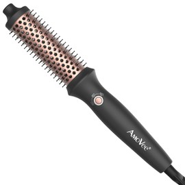 Heated Round Brush, Fast Heating Curling Iron for Blowout Look, 3 Temp Settings, 1.25 Inch Thermal Brush with Dual Voltage, Smooth and Voluminous Curls for Travel