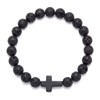 Xusamss Volcanic Stone Bead Cross Stretch Bracelet for Women Men,Lava