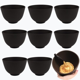 PLINNILUY 8 Pcs Diy Face Mask Mixing Bowl, Home Use Silicone Facial Mask Mixing Bowls Set Plastic Facial Mask Mixing Masks Set- DIY Skincare Mixing Tool Kit for Home Salon(Black)