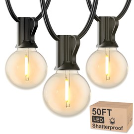 RTTY Outdoor String Lights G40 50FT LED Patio Lights Waterproof Shatterproof Dimmable Connectable Hanging Outdoor Lights for ackyard Porch Balcony Party Decor, Black